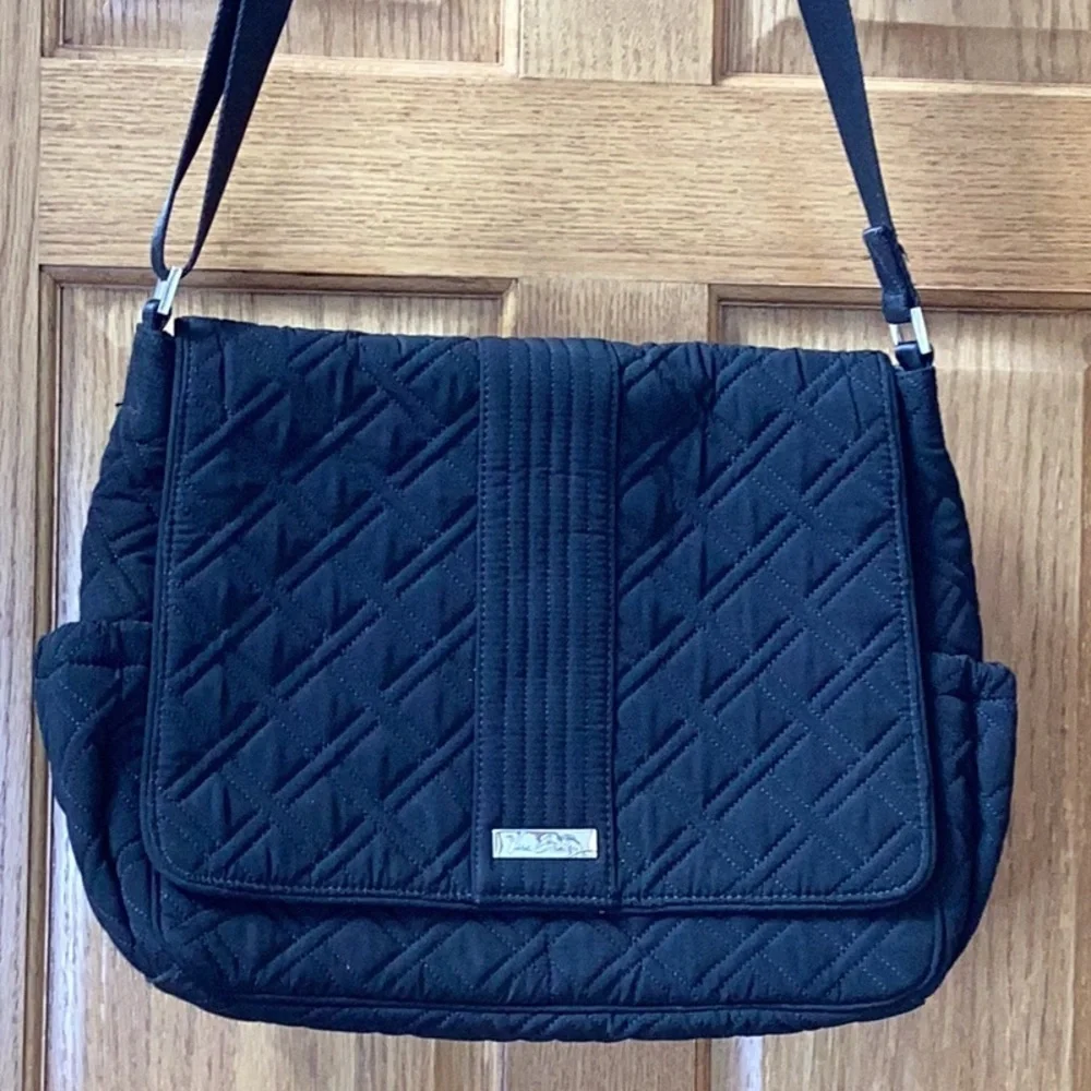 Vera Bradley Black Quilted Messenger Bag, laptop bag